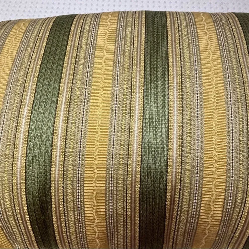 Platinum Couture Green and Gold Stripe Brocade Decorative Pillow with Fringe